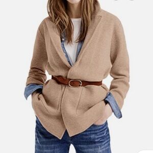 J. Crew Sophie Open Front Beige Sweater Blazer Size Small